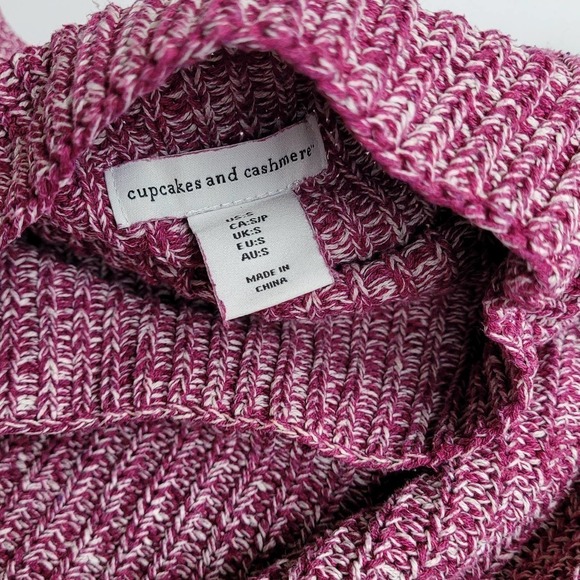 Cupcakes & Cashmere Small Pink Mockneck Turtleneck Sleeve Knit Sweater Cotton - Picture 3 of 6